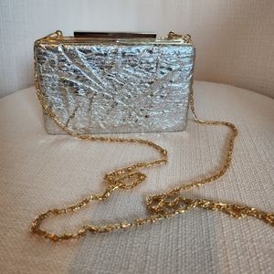 Metallic clutch purse, silver and gold